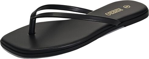 Rihero Flip Flops for Women Comfortable Square Toe Beach Sandals Slip On Leather Thong Flat Sandals Dressy in Kuwait