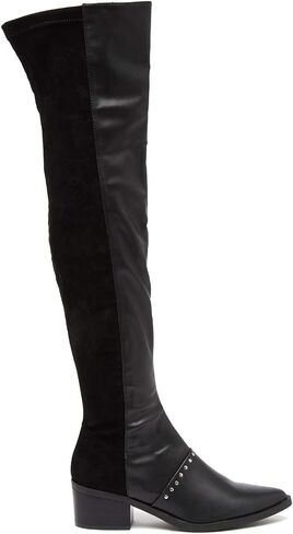 Womens Zaria Pointed Toe Over Knee Fashion, Black, Size 5.0 in Saudi Arabia