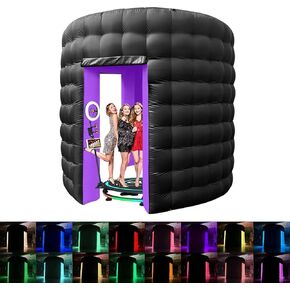 CZGBRO Inflatable Photo Booth, Portable Photo Booth Enclosure Tent for Weddings Parties Events Birthday Shows Bars, 8 Pieces of Inflatable Props(White, 10'x10'x9', 2 Doors)