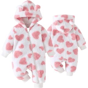 Newborn Baby Clothes Cute Bear Snowsuit Infant Fleece Hooded Romper Toddler One Piece Jumpsuit for Baby Girls