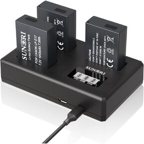 3-Pack LP-E17 Batteries and 3-Channel LCD Charger Compatible for Canon LPE17 EOS R50 R8 R100 R10 RP Canon Rebel SL2 SL3 T6i T6s T7i M3 M5 M6 200D 77D 750D 760D 800D 8000D KISS X8i Cameras