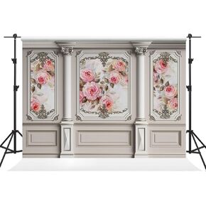 Kate 10×10ft Flower Pregnant Photo Backdrop Classic Gypsum Figured Interior Microfiber Figured Empty Room Photography Background Photo Studio Props for Photographer Pictures Videos