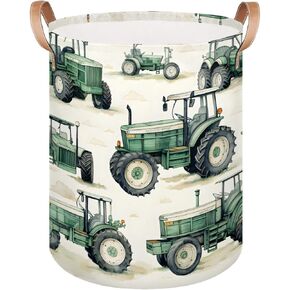Tractor Truck Laundry Basket Collapsible Dirty Clothes Laundry Hamper Canvas Waterproof Storage Baskets Baby Toys Organizer Bin Kids Nursery Hamper for Bathroom Bedroom