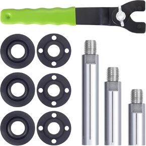 5/8"-11 Angle Grinder Nut*6 & Angle Grinder Extension Shaft*3& Angle Grinder Wrench*1 for Makita Dewalt Milwaukee Metabo Bosch Ryobi Black Decker Angle Grinder Accessories