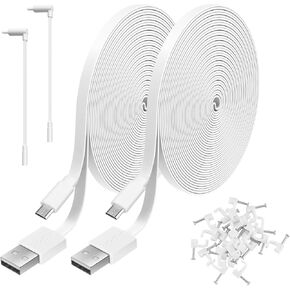2 Pack 25ft Power Extension Cable Compatible with Wyze Cam v4,Wyze Cam Pan v3,Wyze OG,Wyze Cam v3,WyzeCam,NestCam Indoor,Blink,Amazon Cloud Camera,USB to Micro USB Durable Charging and Data Sync Cord