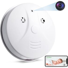 Home Security Camera Smoke Detector Camera,1080P Real-Time Nanny Camera with Night Vision and Motion Detection, for Indoor Home,Business