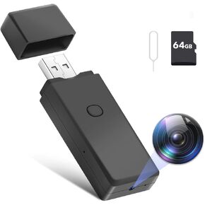 64GB USB Camera,1080P Video Camera Security Camera with FHD Video, SD Card Storage,Surveillance Camera