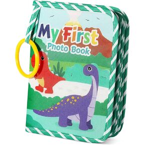 Soft Fabric Baby Photo Album - Infant Keepsake Book with Cartoon Design, Multi-Color, 7.5 X 5.5 Inches, Perfect for Newborns and Toddlers, Ideal for Family Memories and Sensory Development