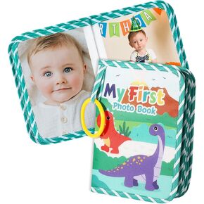 17 Photos My First Family Album Book with 5.5" x 7",First Year Baby Album Soft Cloth Cover & Hook for Newborn, Baby Photo Album Soft Cloth Family Book,Toddler Photo Album