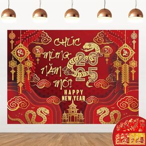 TET Decorations 2025 Vietnamese New Year Backdrop with 12 Red Envelopes Vietnamese Lunar New Year Decorations 2025