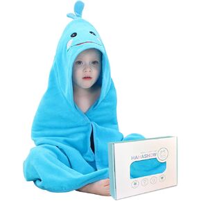 HAHASHOW Baby 3D Animal Hooded Bath Towel, 100% Cotton Ultra Soft Thick Bathrobe Shower Gift for Newborn Boy Girl Large Size 35 X 35 Inch White Rabbit