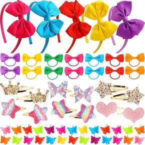 Little Girl Hair Accessories Set for Girls 4-6, Toddler Hair Bows for Kids Ages 4-8 8-10, Headbands Head Bands Hairbands Hair Stuff for 4 5 6 Year Old Young Girls 6-8, diademas para ninas Bow Gift Set