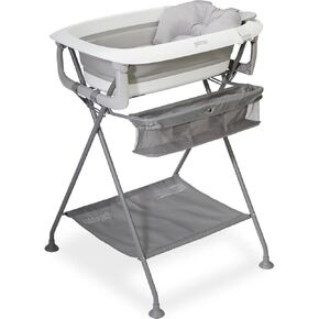 Primo SquishSplash Collapsible Baby Bath & Folding Bath Stand with Ergonomic Infant Bath Cushion For Newborns & Toddlers - Complete Baby Bathing Station - Compact Space Saving Design, Ages 0-24 Months