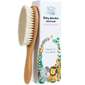 Baby Hair Brush with Soft Goat Bristles - Wooden Cradle Cap Brush for Newborns, Infants, Toddlers, and Kids - Gentle Scalp Grooming and Styling for Baby Girls and Boys (Rosa)