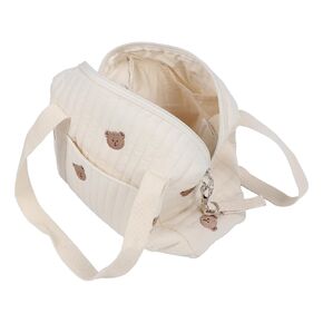 Baby Stroller Storage Bag, Zipper Stroller Storage Bag Stroller Hand Bag Embroidery Reusable Handbag Nappy Bag Stroller Hanging Bag (Bear Bag)