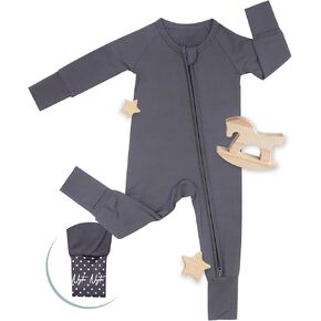 Nyte Nyte Baby- Modal From Sleepers for baby - Gray, 3 to 6 Months, baby pajamas, Long Sleeves Baby Sleeper, with Adjustable Mittens, Adjustable Feet Cuffs & Anti-Slip Grip.