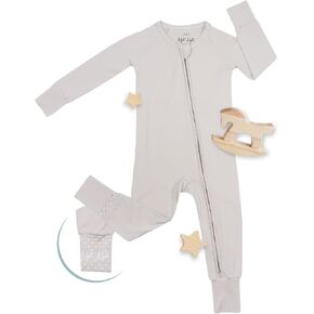 Nyte Nyte Baby- Modal From Sleepers for baby - Bone, 3 to 6 Months, baby pajamas, Long Sleeves Baby Sleeper, with Adjustable Mittens, Adjustable Feet Cuffs & Anti-Slip Grip.