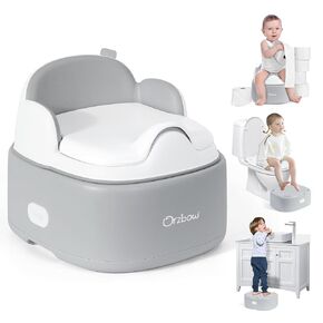 Orzbow 3-in-1 Potty Training Toilet, Detachable Toddler Potty,As Toilet Seat, Chair, Step Stool for Boys & Girls 18+ Months, Universal Potty Seat with Adjustment Lever, Splash Guard, Easy to Clean