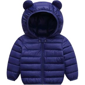 XHQY Baby Boys Girls Winter Fall Coats for Kids Toddler Light Puffer Down Jacket with Hoods Infants Padded Outerwear Dark Blue 6-12 Months