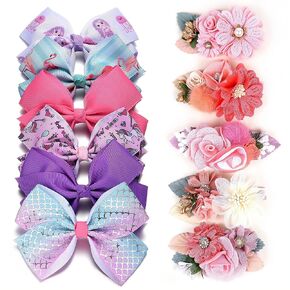 Fsmiling Hair Bows For Girls Alligator Clips Girls Bows Grosgrain Ribbon Bows Hair Accessories for Girls Valentine's Day Easter Party 12 Pack