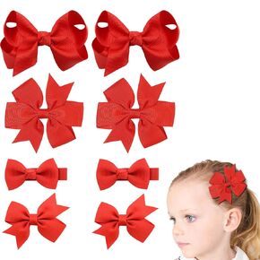 Baby Girls Hair Accessories Set, 8 PCS Fully Lined Baby Bows 2inch 3inch Hair Bows Alligator Clips for Baby Girls Infants Toddlers in Pairs (White)