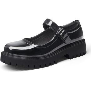 MUSSHOE Mary Jane Shoes Women, Platform Chunky Flats for Women Buckle Strap Round Toe Shoes Oxfords