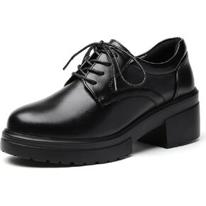 Platform Oxfords for Women Chunky Oxford Heels Women's Pumps Lace Up Shoes Office Work Ladies Casual Business Dress Shoes