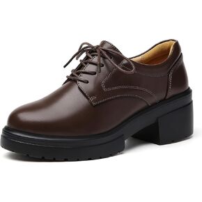Platform Oxfords for Women Chunky Oxford Heels Women's Pumps Lace Up Shoes Office Work Ladies Casual Business Dress Shoes in Saudi Arabia