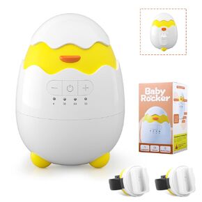 Rechargeable Baby Rocker & Soother – Portable with 5 Vibration Intensities and 4 Timing Modes, Perfect for Strollers, Cribs & Newborn Gifts (White 1)