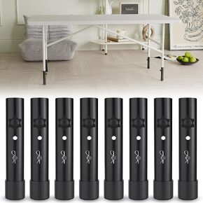 Table Leg Extenders for Folding Tables, Metal Table Leg Extensions for Bent and Straight Legs, Adjustable Folding Table Leg Risers, Table Height Extenders for Rise 3.6"/5.2"(8.1in)-8 Pack