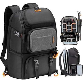 TARION Pro 2 Bags in 1 Camera Backpack Large with 15.6" Laptop Compartment Waterproof Rain Cover Extra Large Travel Hiking Camera Backpack DSLR Bag