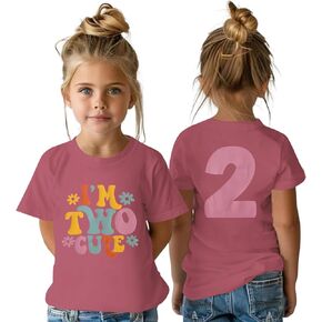 2nd Birthday Shirt Toddler Baby Girl I'm Two Cute T-Shirt 2 Year Old Birthday Outfit Second Bday Party Tee Tops