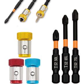 3 Pieces Strong Magnetic Screw Ring With 3 Pieces Ph2 Screwdriver Bit Set, 1/4 Inch/ 6.35 mm Universal Magnetic Screw Ring Bit for Hex Screwdriver and Power Bits