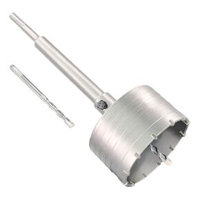 2-1/2" Concrete Hole Saw, 65mm Tungsten Steel Core Bit for Cinder Block, Brick, Rock, Plank Walls for Pipes or mini Split Lines, with SDS Plus Shank and 2 Center Positioning Drill Bits.