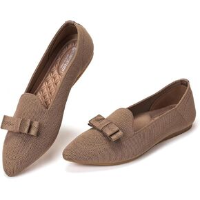 BEJINASH Women's Loafer Flats Casual Knit Fabric Lightweight Dressy Shoes Washable Elegant Pointed-Toe lace-up Bow Shoes Comfortable Ballet Shoes for Women Perfect for Daily