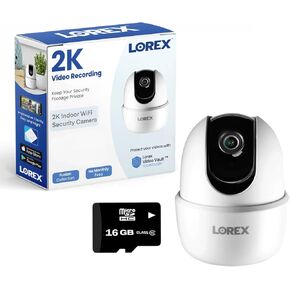 Lorex 4MP Pan & Tilt Indoor Smart Security Camera - Wireless 2K Wi-Fi Camera with Person Detection, Privacy Mode, 2-Way Talk, Smart Home Compatibility, 360° Pan/Tilt View - Free 16GB Micro SD