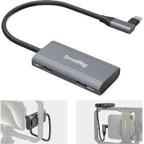 SmallRig 4-in-1 USB-C Hub with a Cold Shoe Mount for Phone/Camera Cage, PD 100W / USB-C 3.1 / USB-C 2.0 with Audio Adapter x 2, for Professional Mobile Shooting - 4598