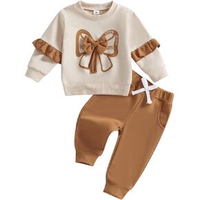 Adobabirl Toddler Baby Girl Clothes Embroidery Letter Print Crewneck Sweatshirt and Pants Set Fall Winter Spring Outfits in Saudi Arabia