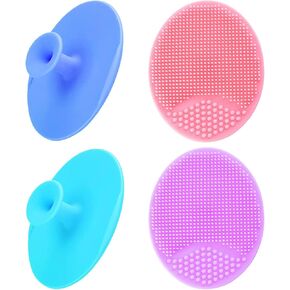 Baby Cradle Cap Brush, Toddler Bath Brush, Toddler Newborn Silicone Scrubbers Exfoliator Brush for Dry Skin, Cradle Cap and Eczema (Small-Blue&Green&Pink&Purple)