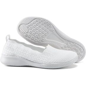 poemlady Women's Walking Shoes - Mesh Slip on Sneaker Knit Round Toe Casual Memory Foam Low Wedge Nurse Shoes for Work