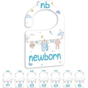 Boy Baby Closet Dividers for Nursery Closet Organizer, Newborn to 24 Months Size Clothes, Bule Hangers with Size Dividers, Double Sided