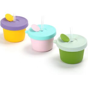 3 Pcs / 5 Oz Silicone Baby Cups and Training Cups, Leak-proof Straw Cup for Infants Toddlers 6-12 Months, Toddler Sippy Cups with Straws and Lids