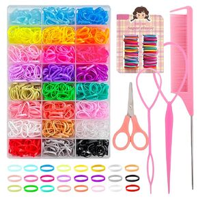 2200Pcs Hair Elastics, 24 Colors Small Rubber Bands for Hair,Elastic Hair Bands Mini Small Hair Ties Colorful Hair Accessories for Girls, Toddler, Kids