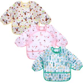 Accmor Long Sleeve Baby Bibs, Waterproof Sleeved Bib, Toddler Soft Bib for 6-36 Months