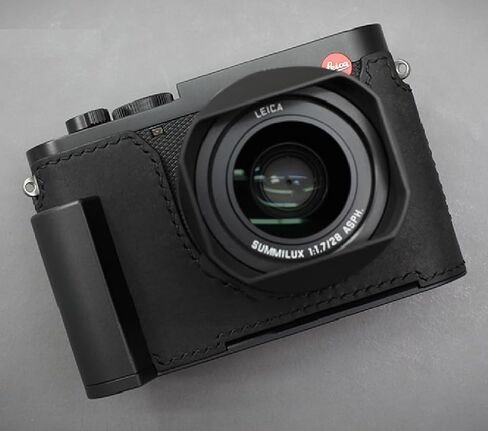 LIM'S Genuine Italy Leather Camera Half Case Metal Grip Dovetail Plate Handmade for Leica Q3 Q3 43 [All Black] in Saudi Arabia