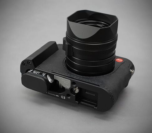 LIM'S Genuine Italy Leather Camera Half Case Metal Grip Dovetail Plate Handmade for Leica Q3 Q3 43 [All Black] in Saudi Arabia