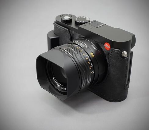LIM'S Genuine Italy Leather Camera Half Case Metal Grip Dovetail Plate Handmade for Leica Q3 Q3 43 [All Black] in Saudi Arabia