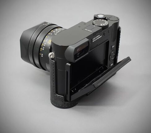 LIM'S Genuine Italy Leather Camera Half Case Metal Grip Dovetail Plate Handmade for Leica Q3 Q3 43 [All Black] in Saudi Arabia