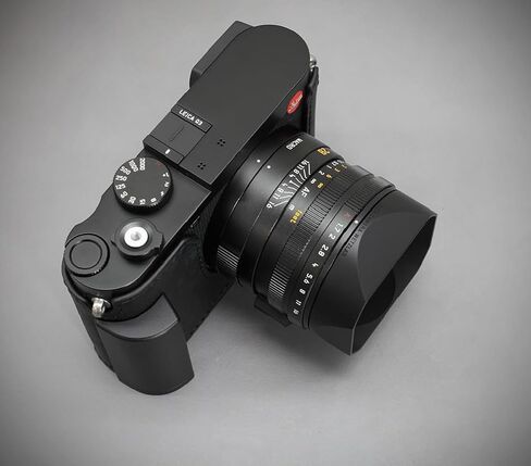 LIM'S Genuine Italy Leather Camera Half Case Metal Grip Dovetail Plate Handmade for Leica Q3 Q3 43 [All Black] in Saudi Arabia