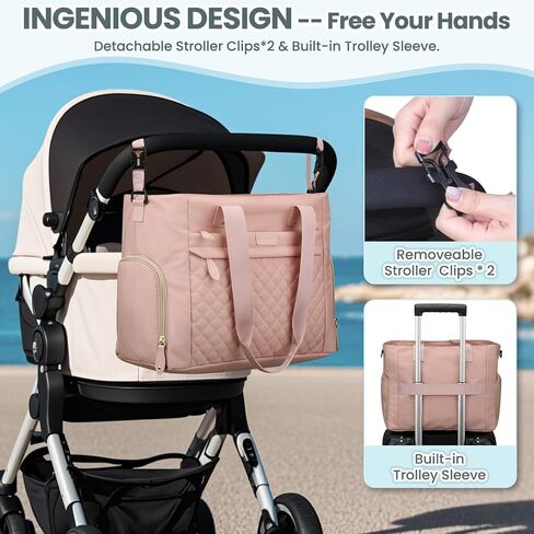 Diaper Bag Tote for Working Mom, Large Travel Baby Diaper Tote, Mommy Baby Bag for Boys and Girls in Kuwait